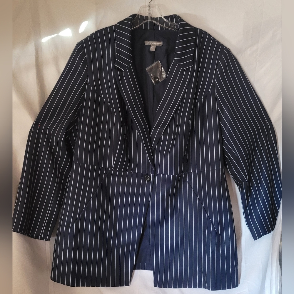 Jessica London Navy Pinstripe Blazer (33)